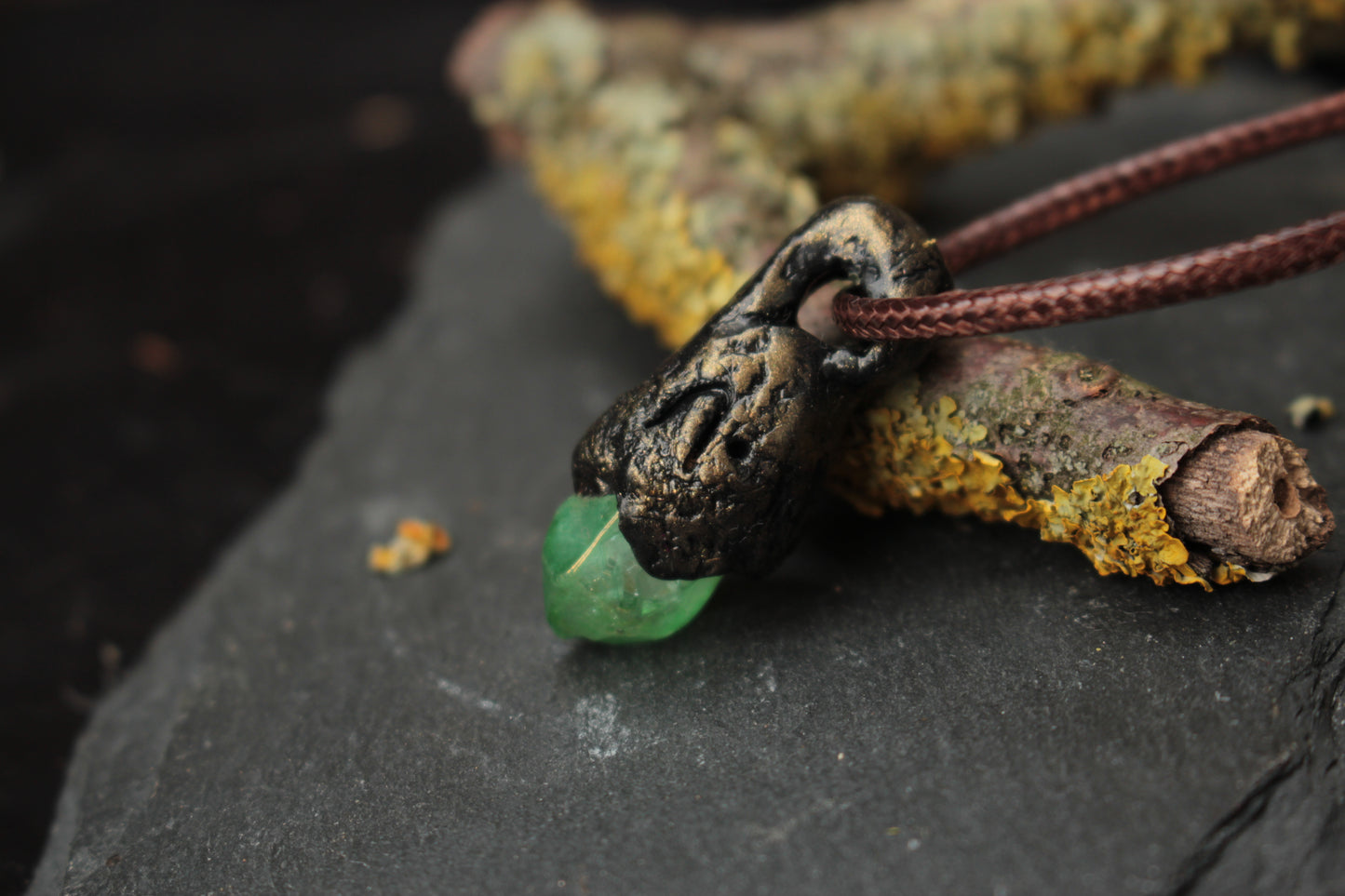 Handmade necklace with an enchanted woodland inspired crystal centerpiece
