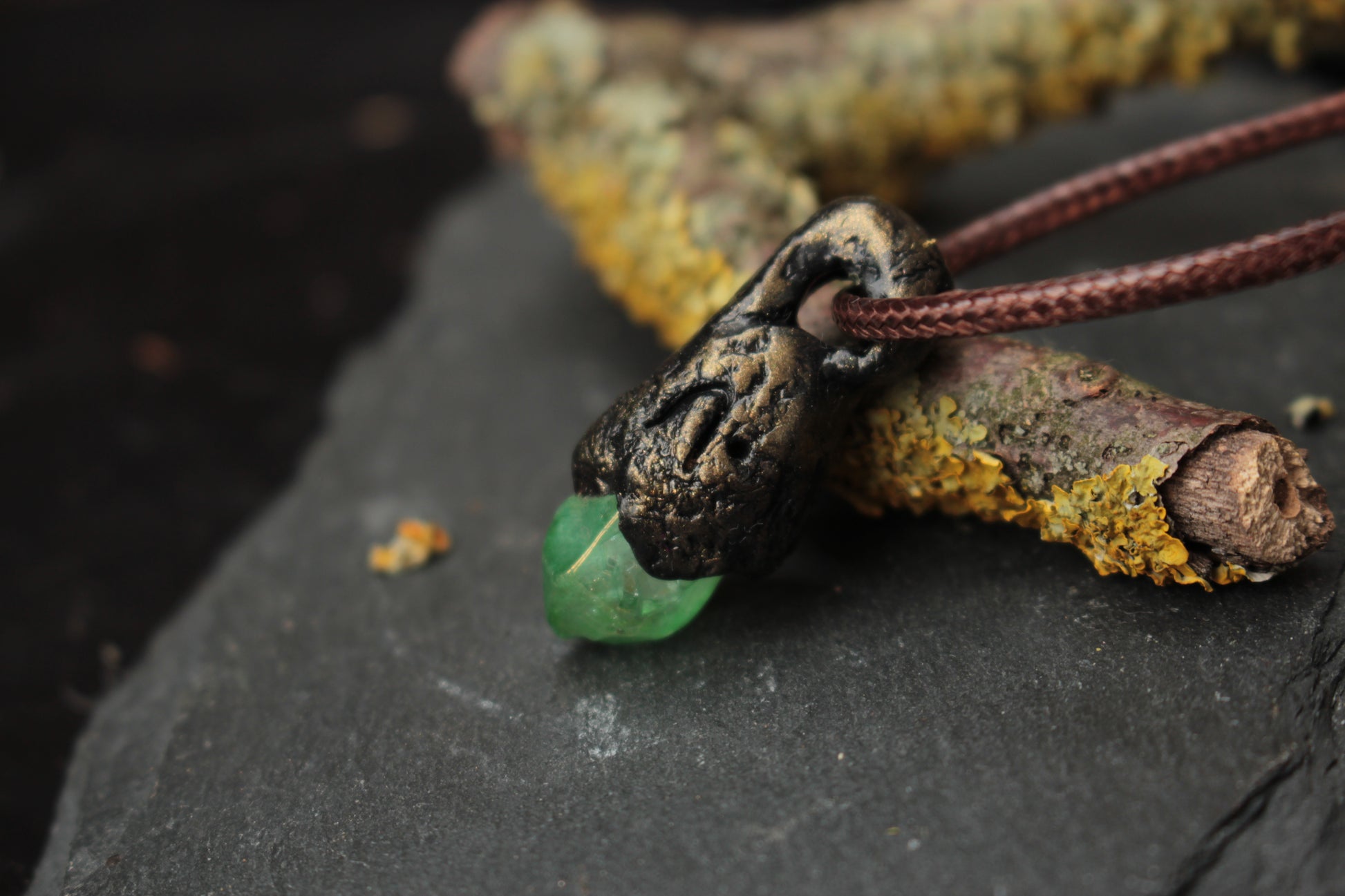 Handmade necklace with an enchanted woodland inspired crystal centerpiece