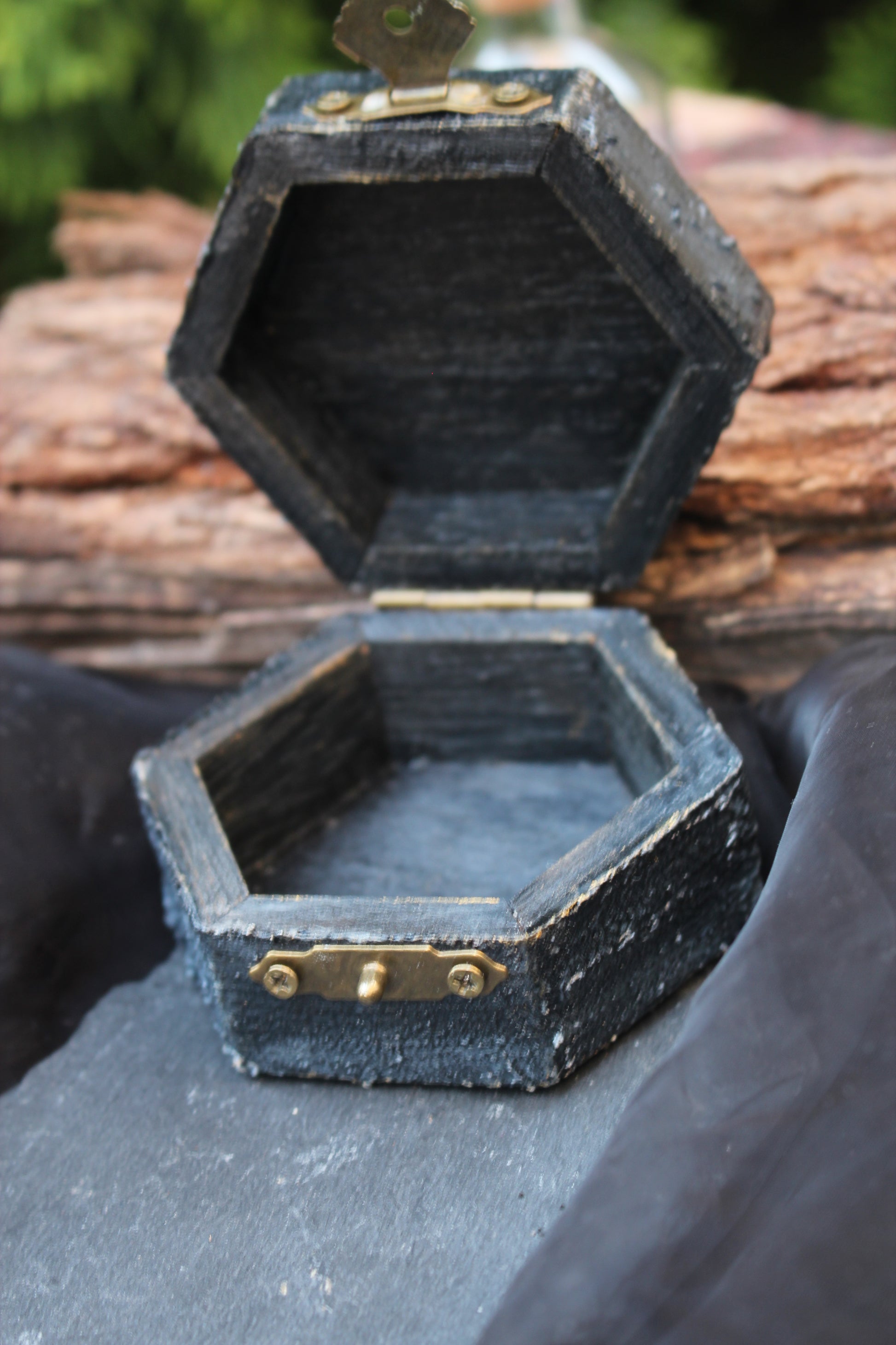 Decorative wooden treasure chest inspired by medieval fantasy