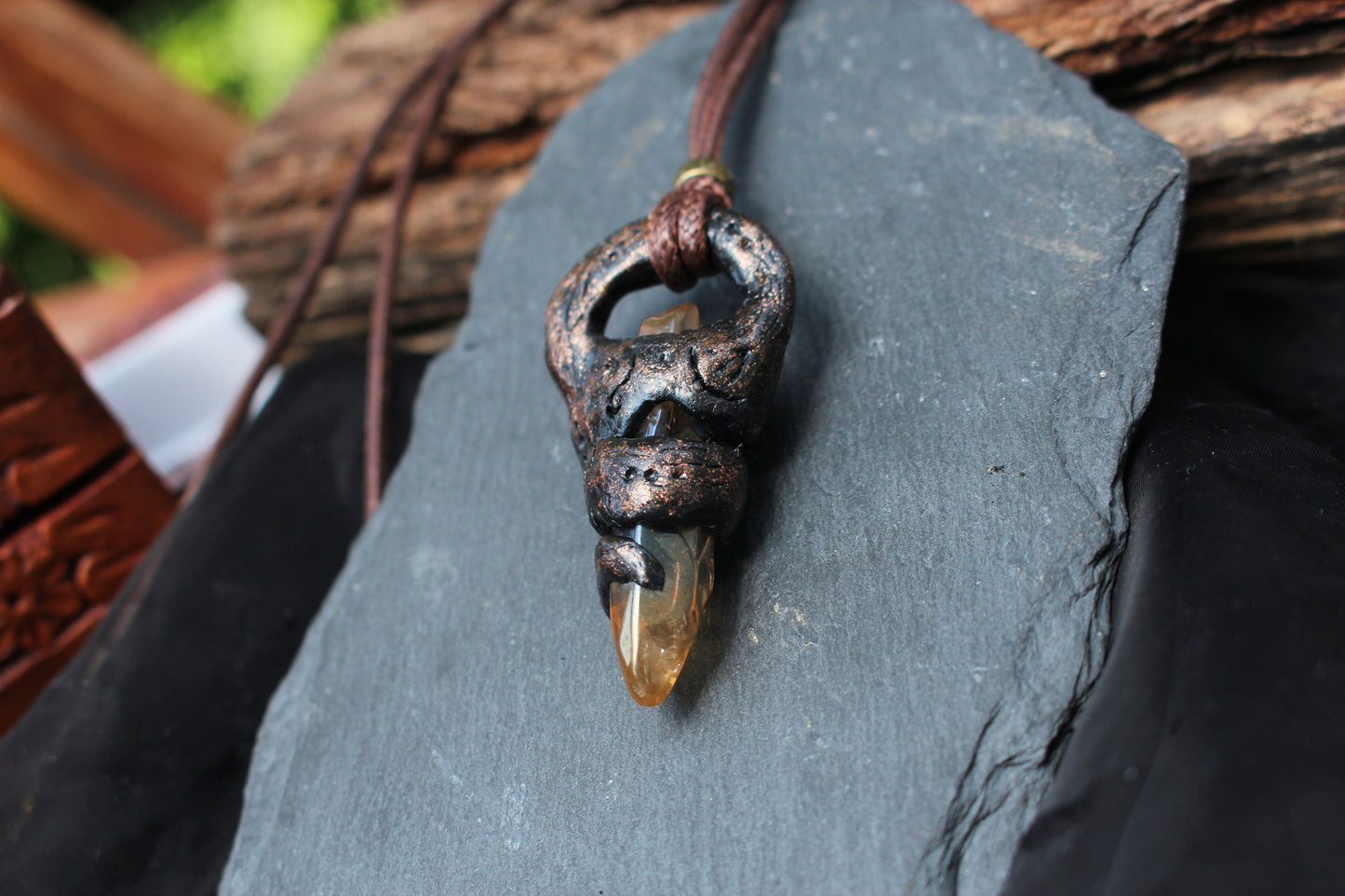 Medieval-inspired fantasy necklace with a handcrafted ancient relic pendant