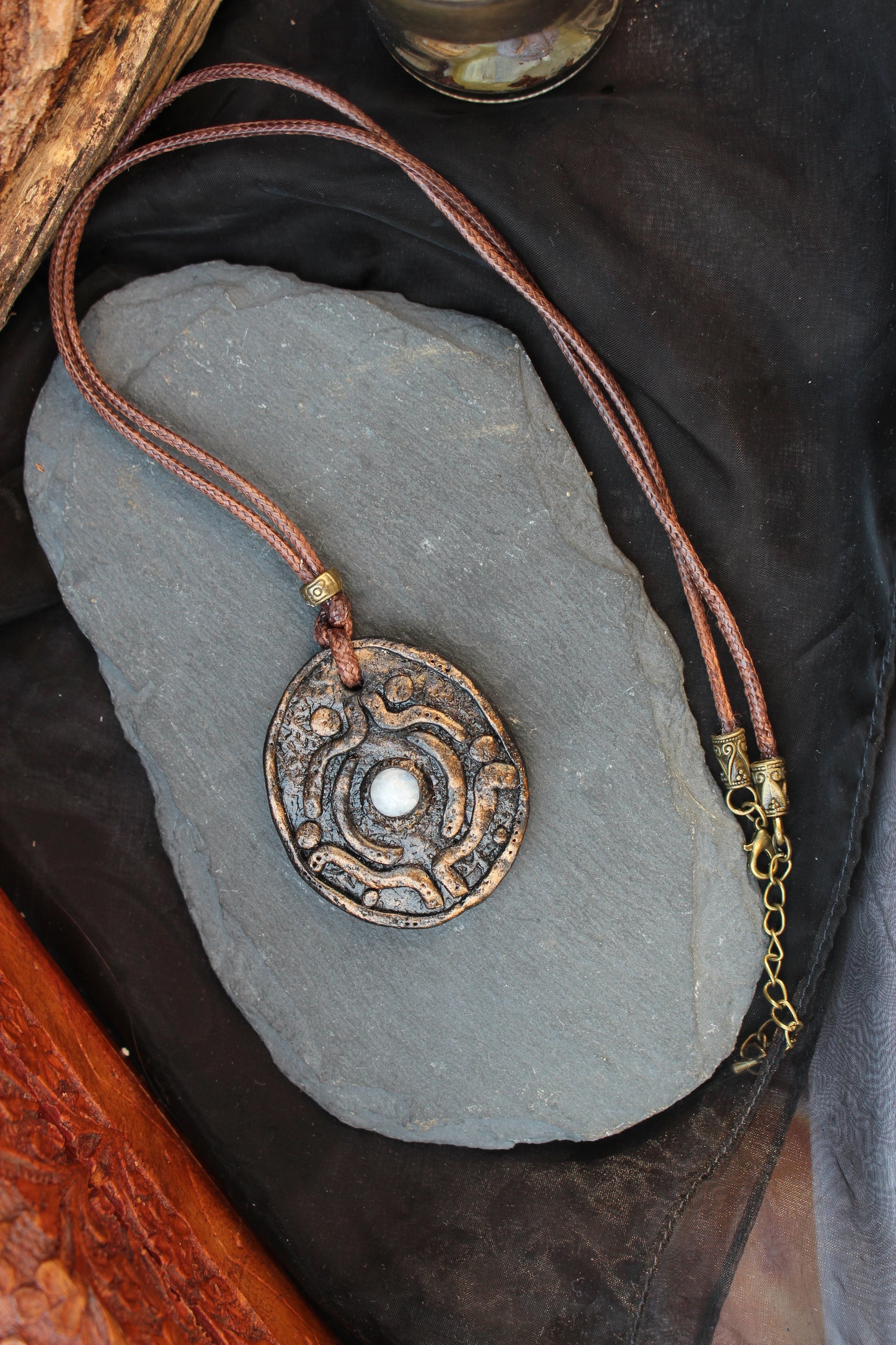Handmade mystical Moonstone amulet necklace for fantasy lovers