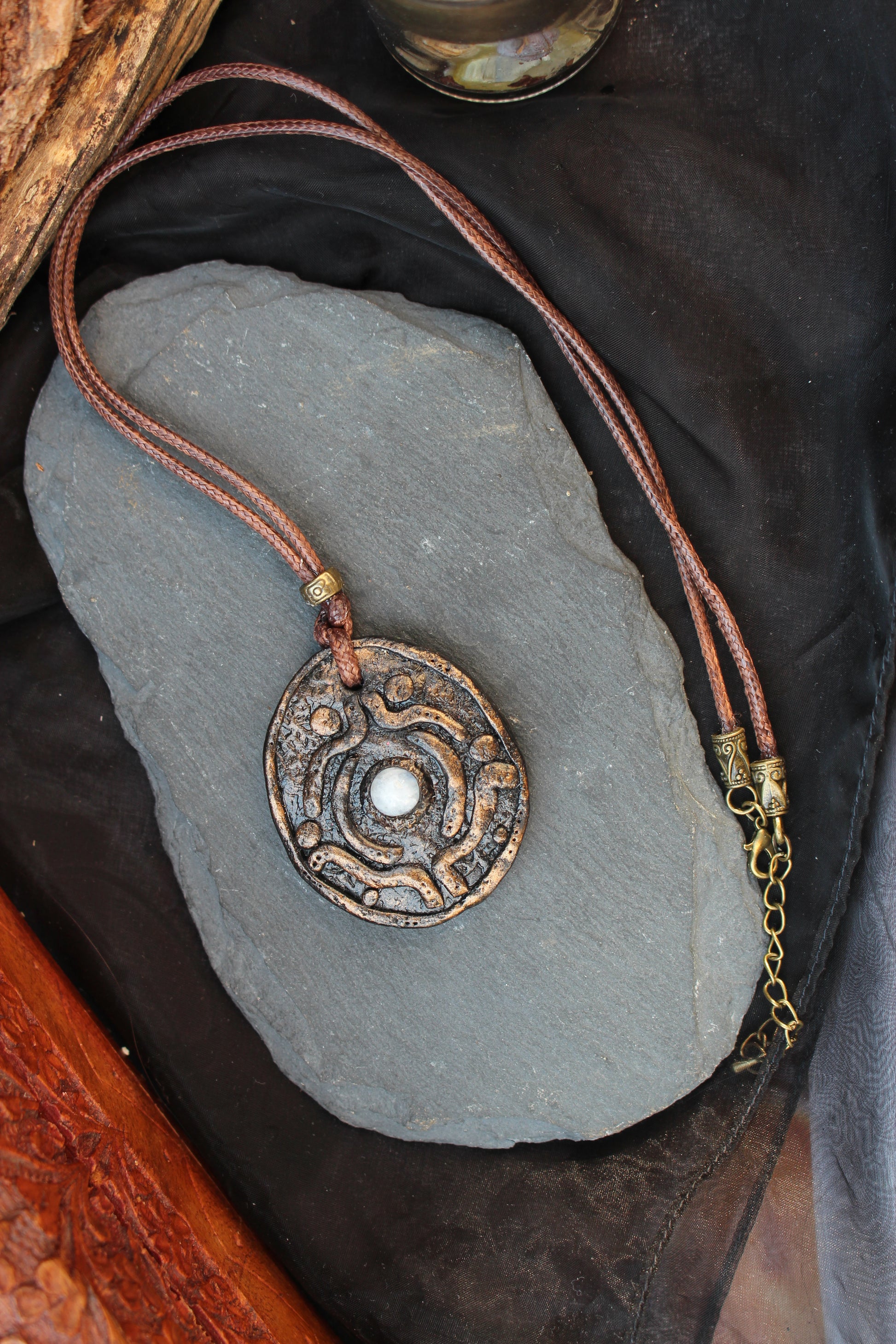 Handmade mystical Moonstone amulet necklace for fantasy lovers