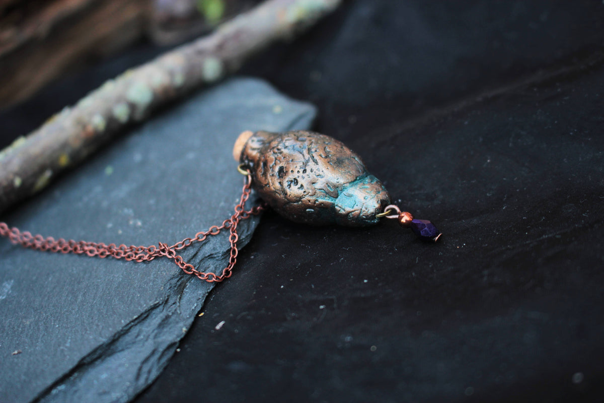 Mystical woodland necklace with an earthy handmade pendant