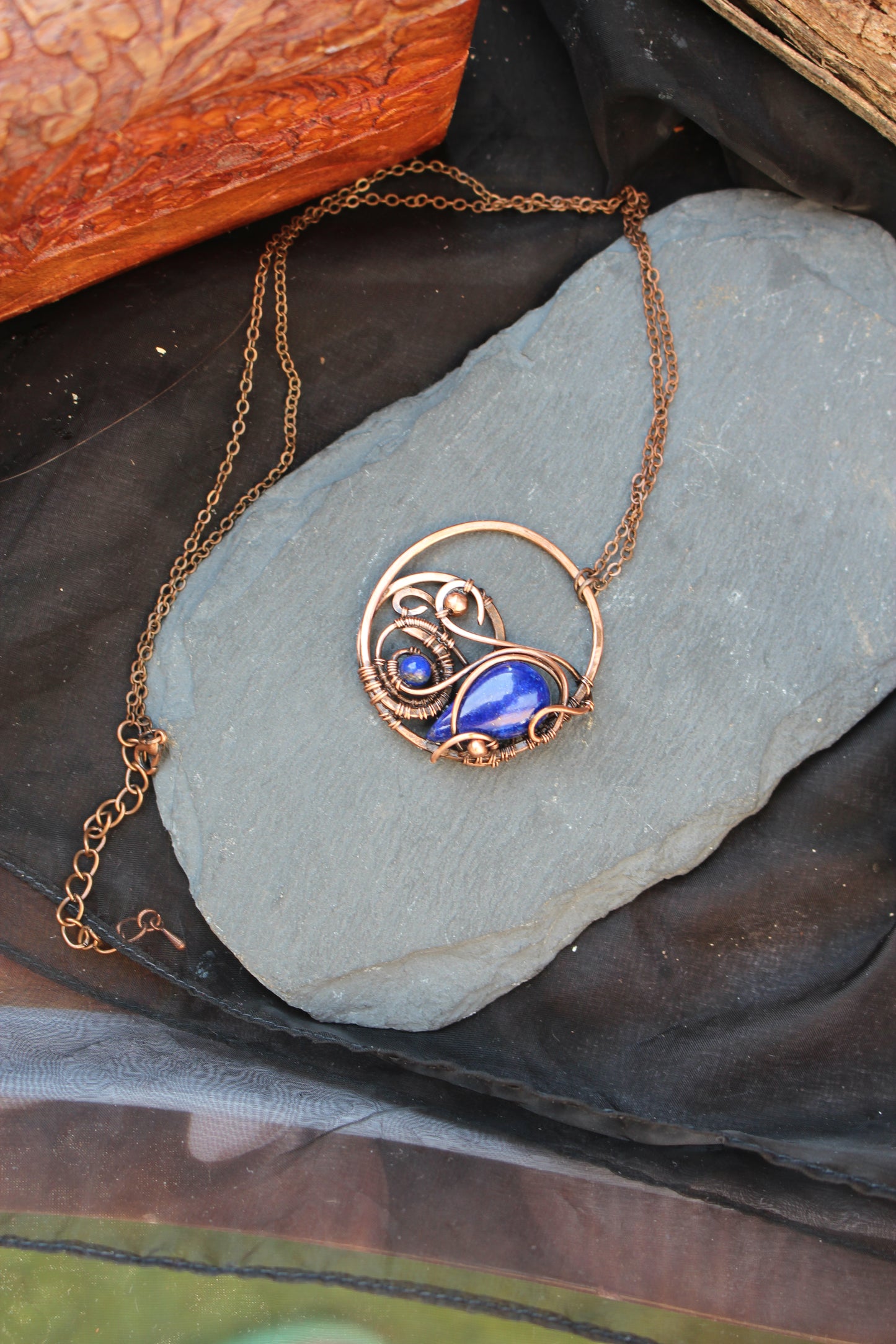 Natural gemstone jewelry necklace made with artisan wire wrapping