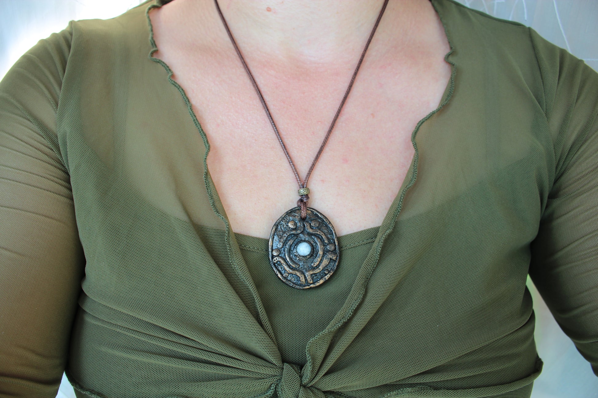 Nature-inspired fantasy necklace with a natural Moonstone centerpiece