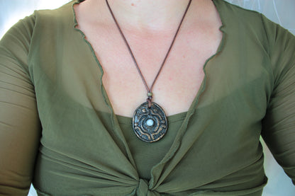 Nature-inspired fantasy necklace with a natural Moonstone centerpiece