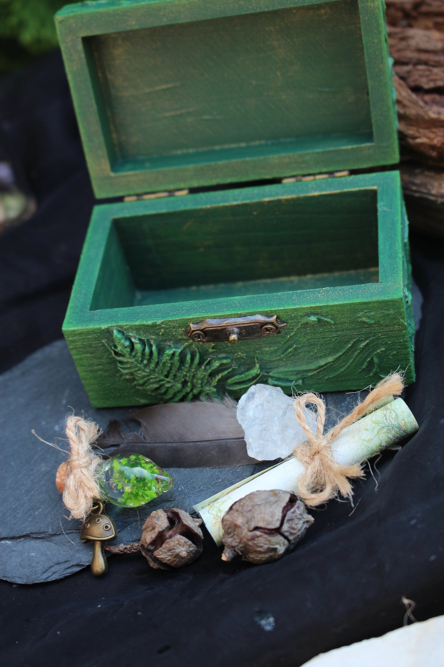 Nature inspired handmade wooden magical keepsake box