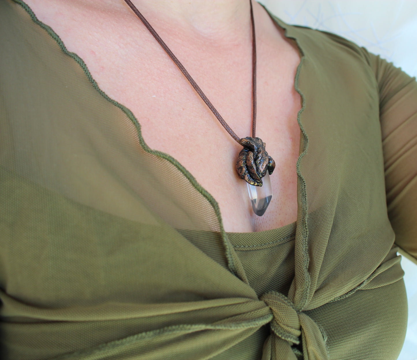 Unique Quartz Crystal necklace for nature and fantasy lovers