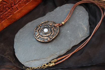 Fantasy RPG necklace with a natural Moonstone and rustic finish