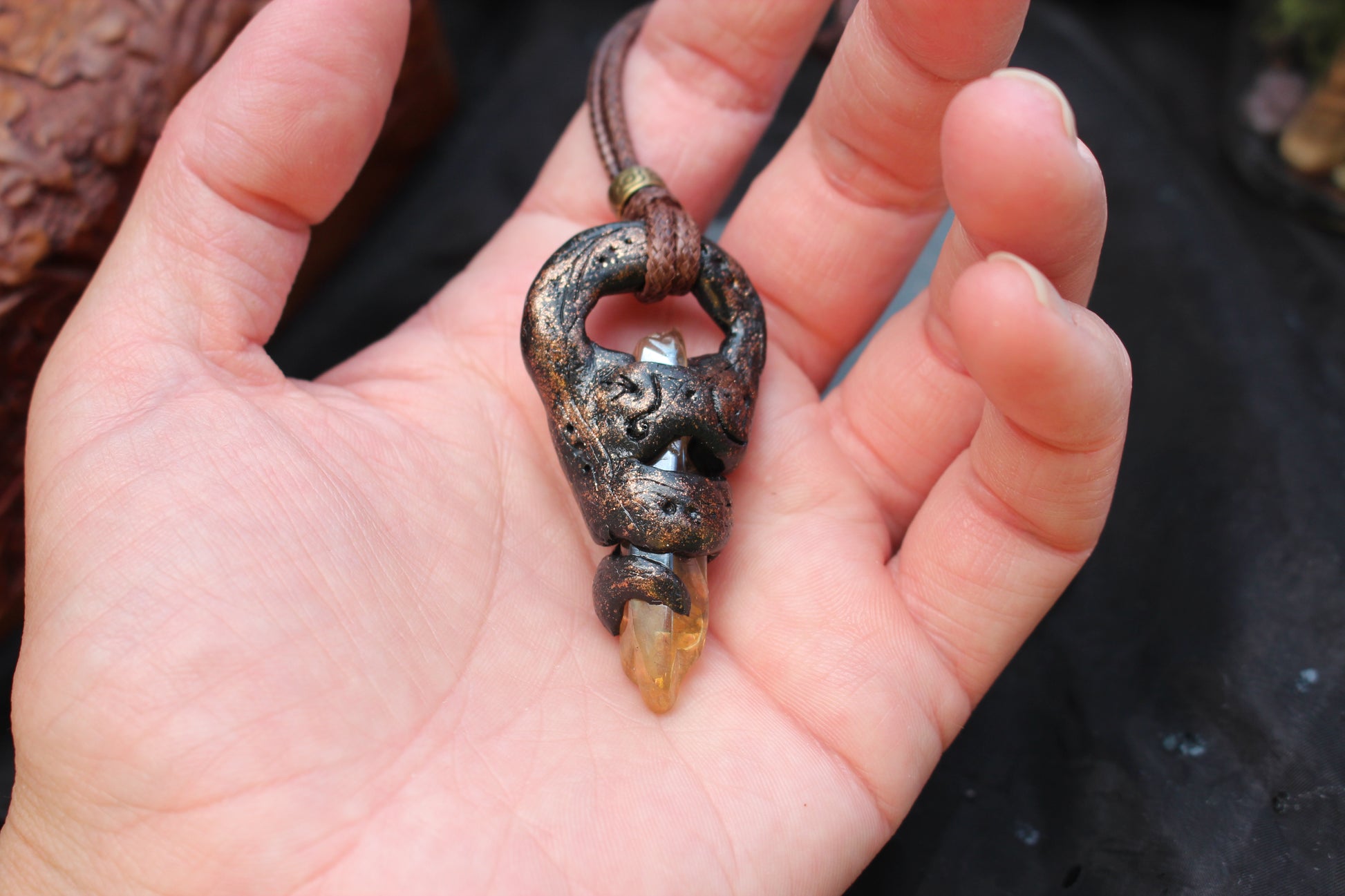 Rustic fantasy pendant designed like a forgotten ancient treasure