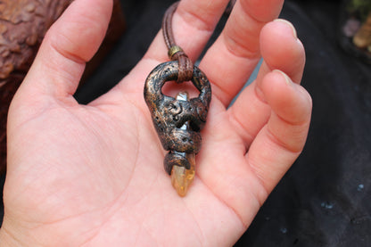 Rustic fantasy pendant designed like a forgotten ancient treasure