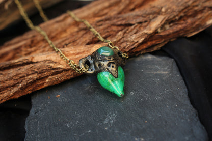 Rustic handmade potion necklace inspired by magical relics