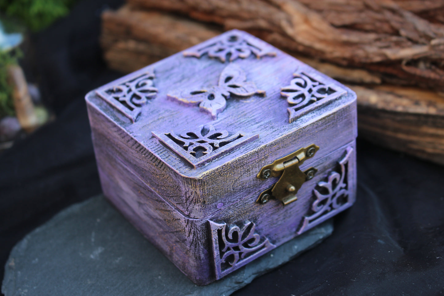 Rustic wooden keepsake box for jewelry and small treasures