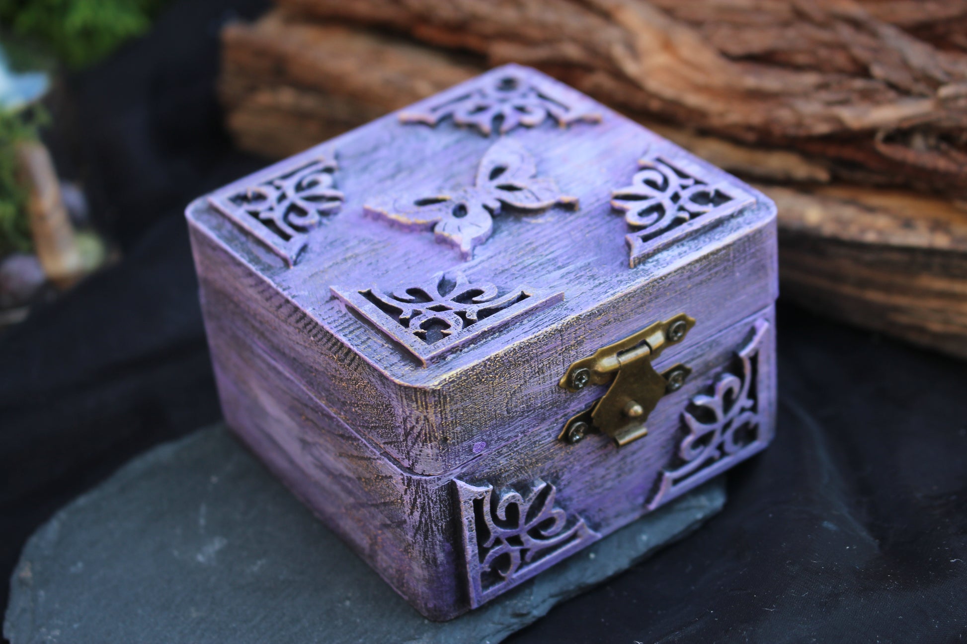 Rustic wooden keepsake box for jewelry and small treasures