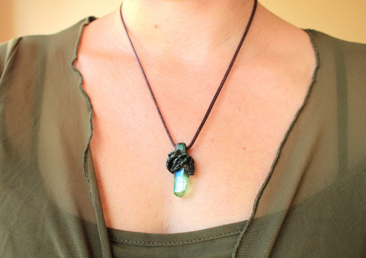 The Elarwyn Crystal necklace inspired by an ancient enchanted forest legend