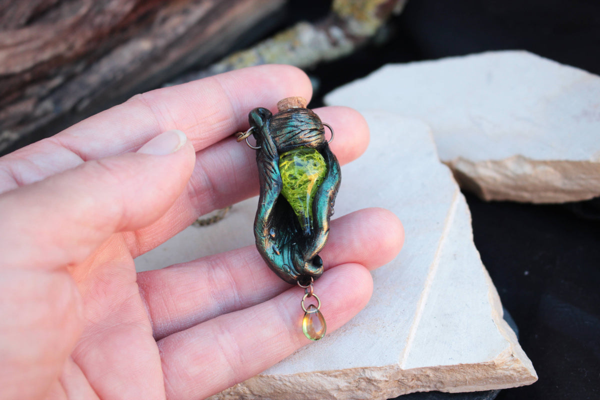 Unique handmade fantasy necklace inspired by druids, woodland magic and ancient forests