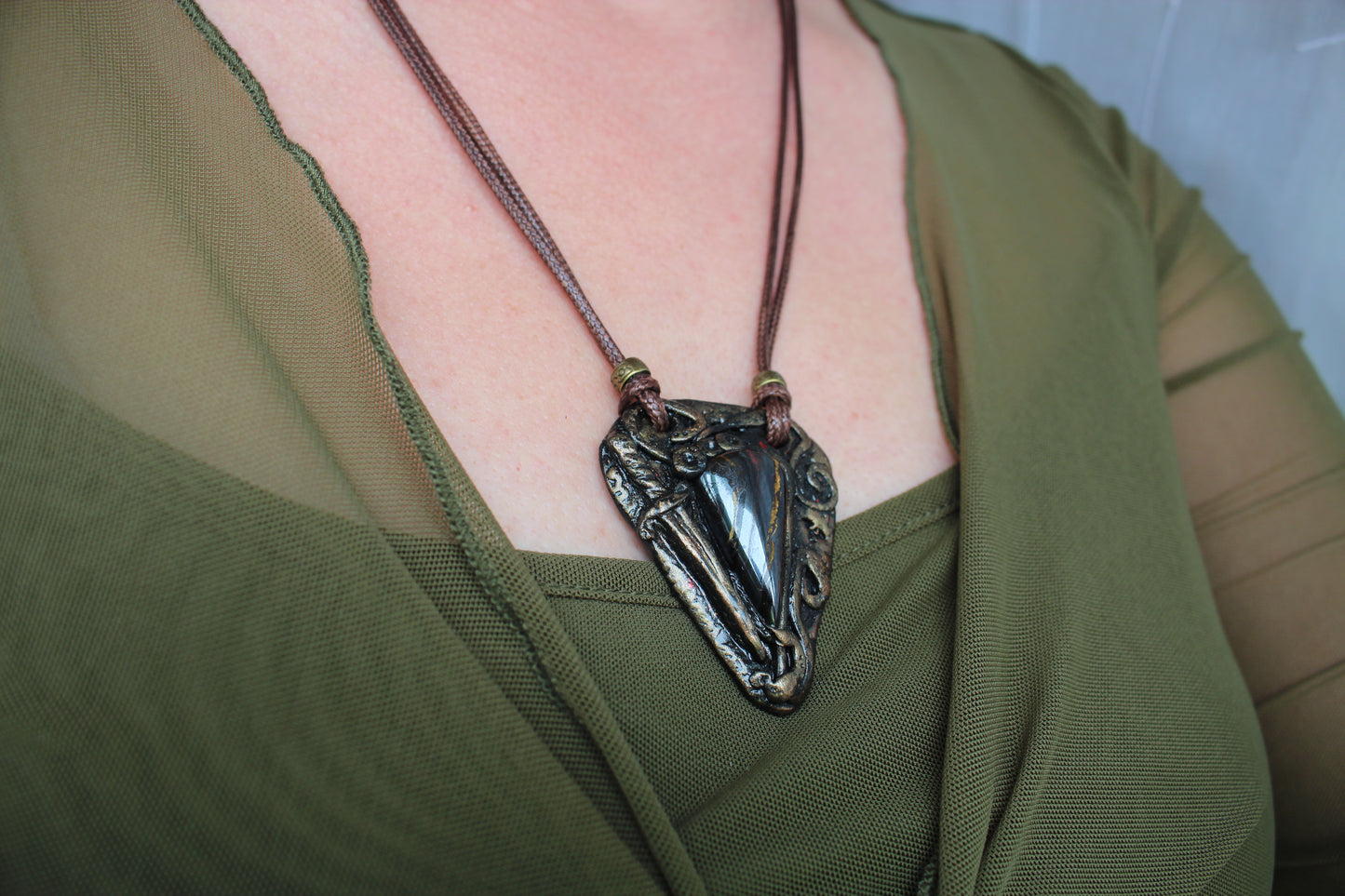 Witchcore amulet necklace with gothic fantasy details