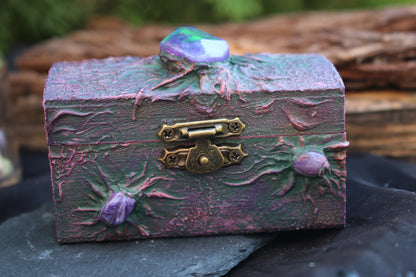 Witchy altar storage box with Charoite gemstones