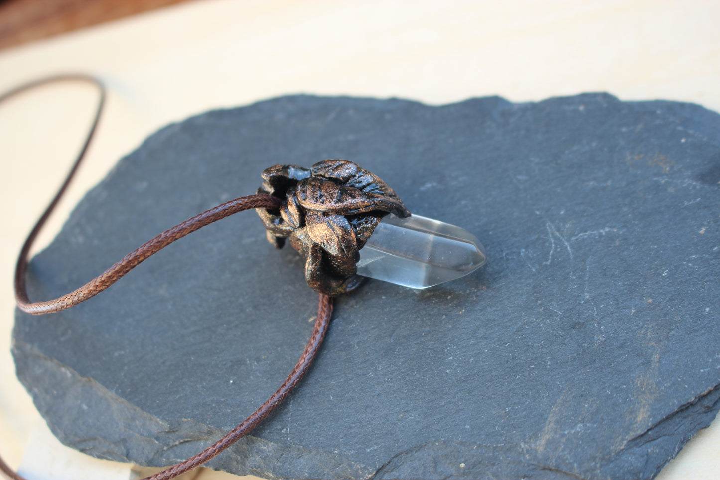 Woodland inspired fantasy necklace with leaf details