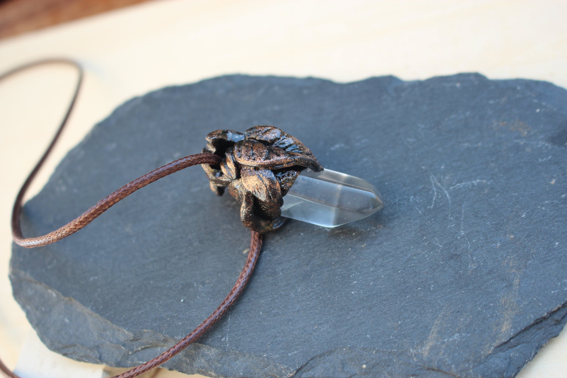 Woodland inspired fantasy necklace with leaf details