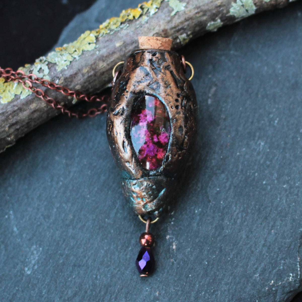 Handmade fantasy necklace with an intricate natural design