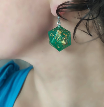 RPG and DnD inspired dice earrings for fantasy jewelry enthusiasts