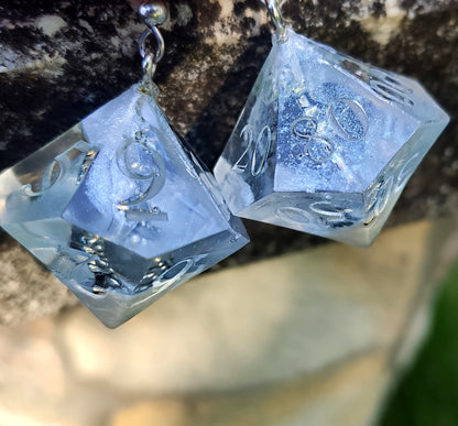 D10 dice earrings for DnD and tabletop role playing game fans