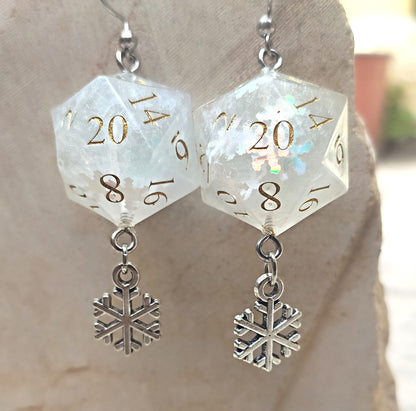 Fantasy D20 jewelry earrings, lightweight resin dice design