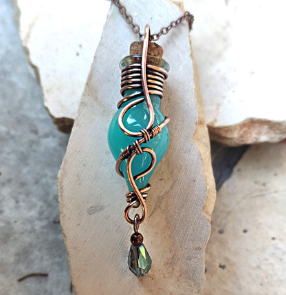 fantasy-inspired glowing green potion bottle necklace magical jewelry gift