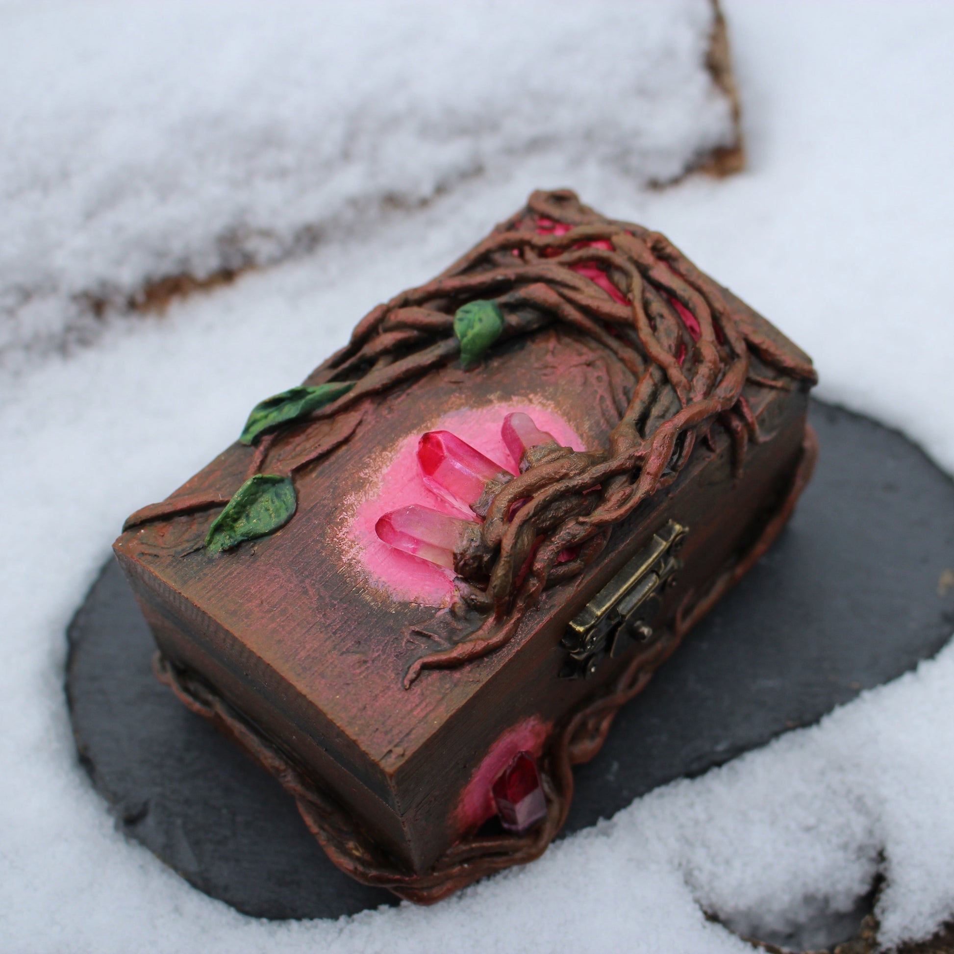 Forest Spirit Crystal Box with Pink Crystal Tree