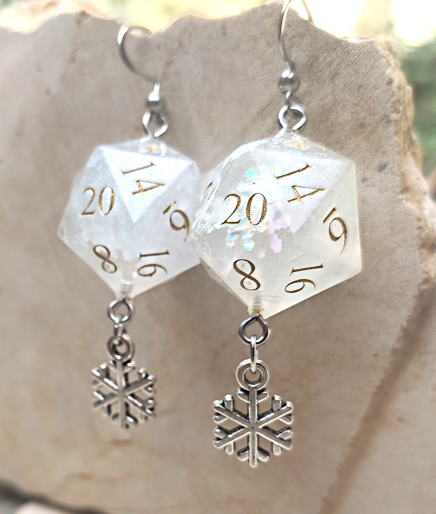 Gamer earrings with D20 dice, unique RPG inspired accessory