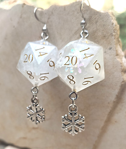 Gamer earrings with D20 dice, unique RPG inspired accessory