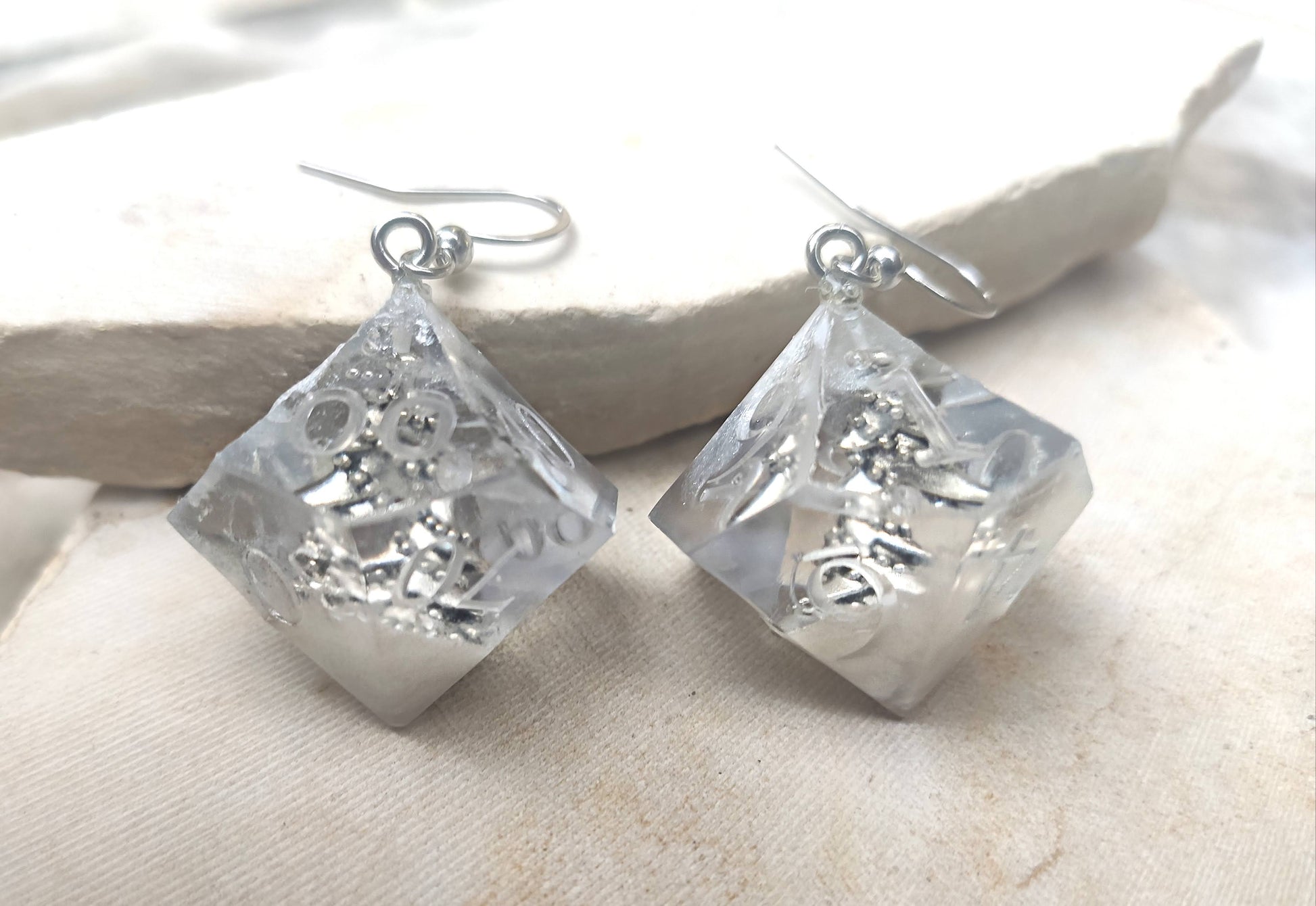 Handcrafted gamer inspired earrings with resin dice design