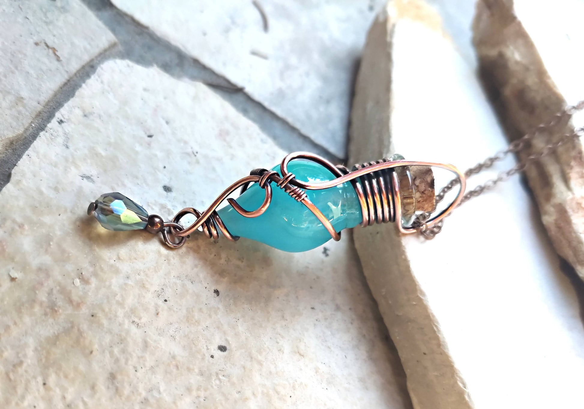 fantasy glowing potion bottle necklace magical green vial pendant