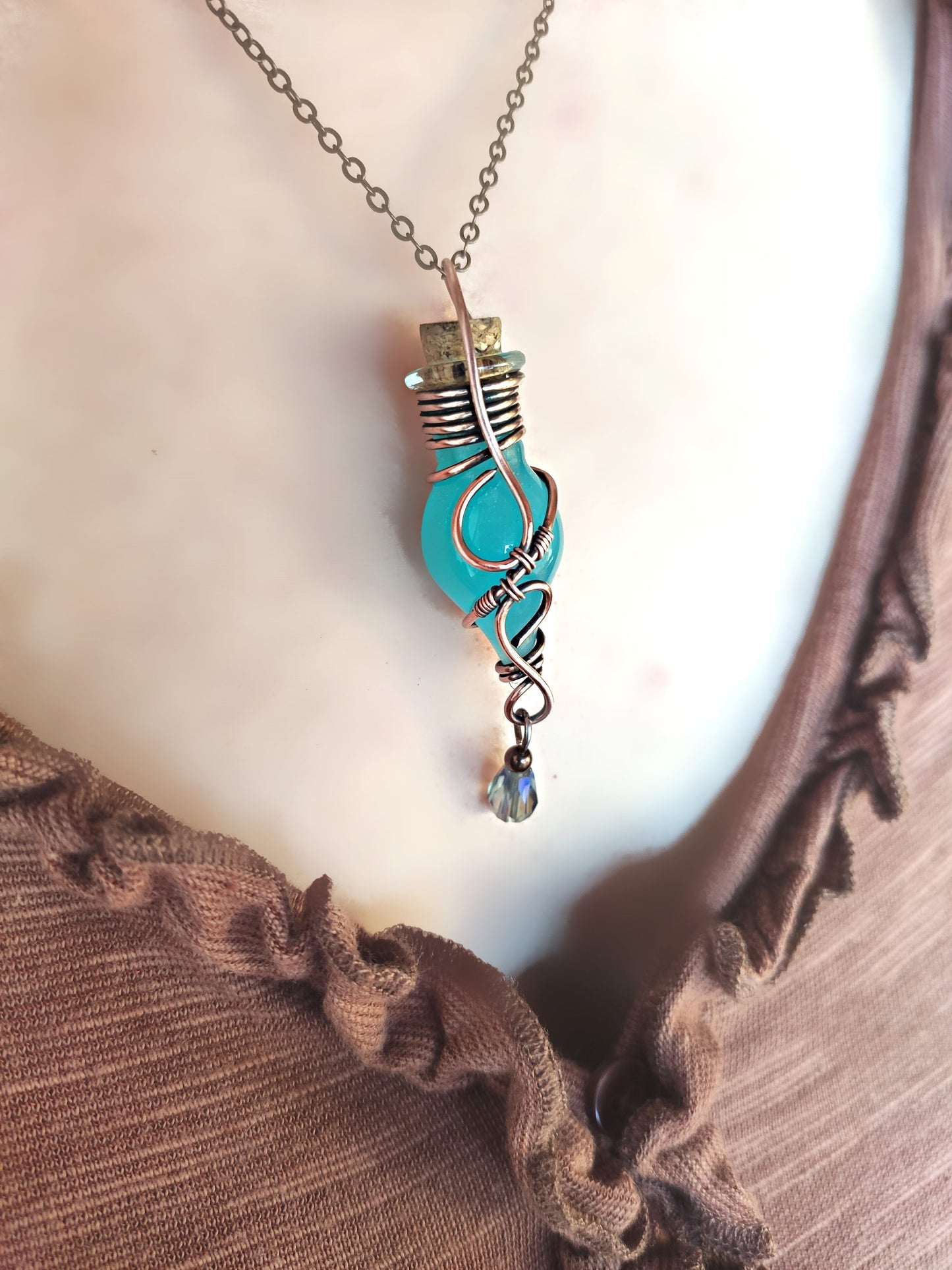 glowing green potion bottle necklace magical vial for RPG lovers
