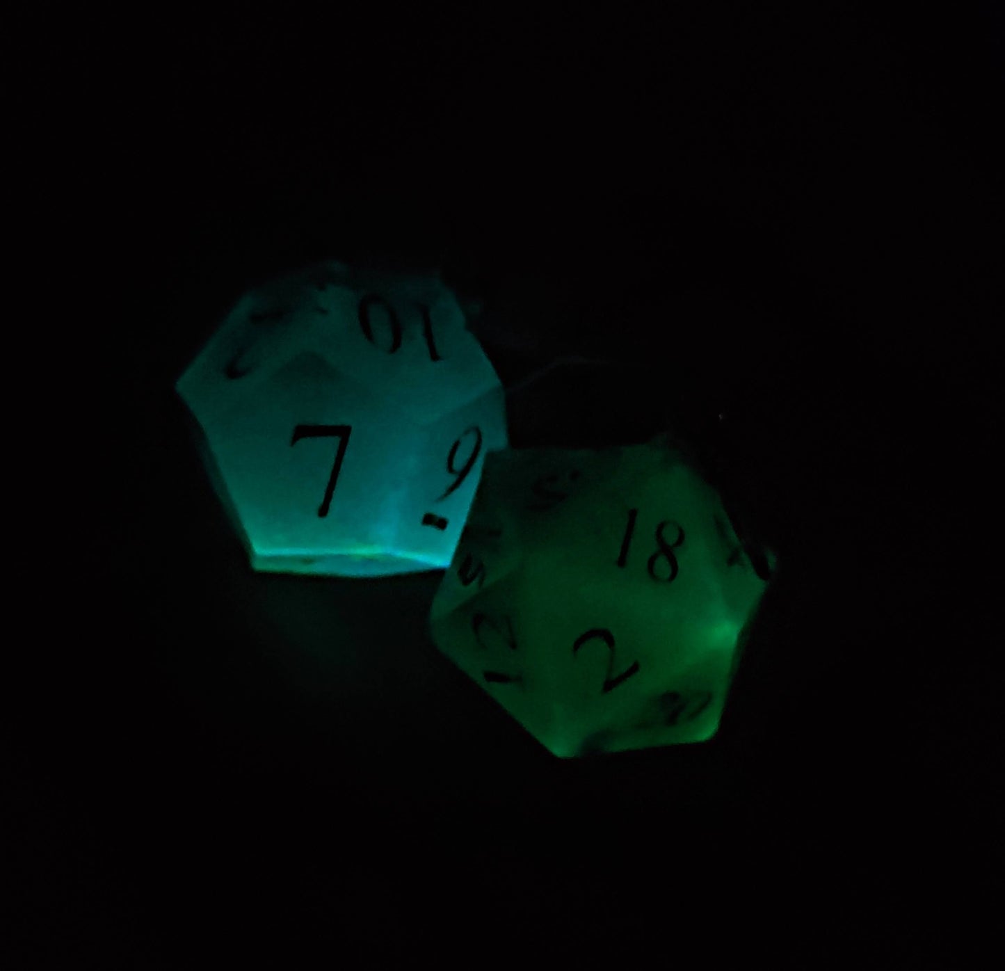 Green polyhedral dice earrings, handcrafted for role-playing game fans