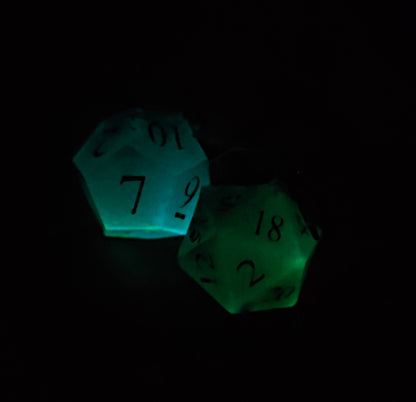 Green polyhedral dice earrings, handcrafted for role-playing game fans