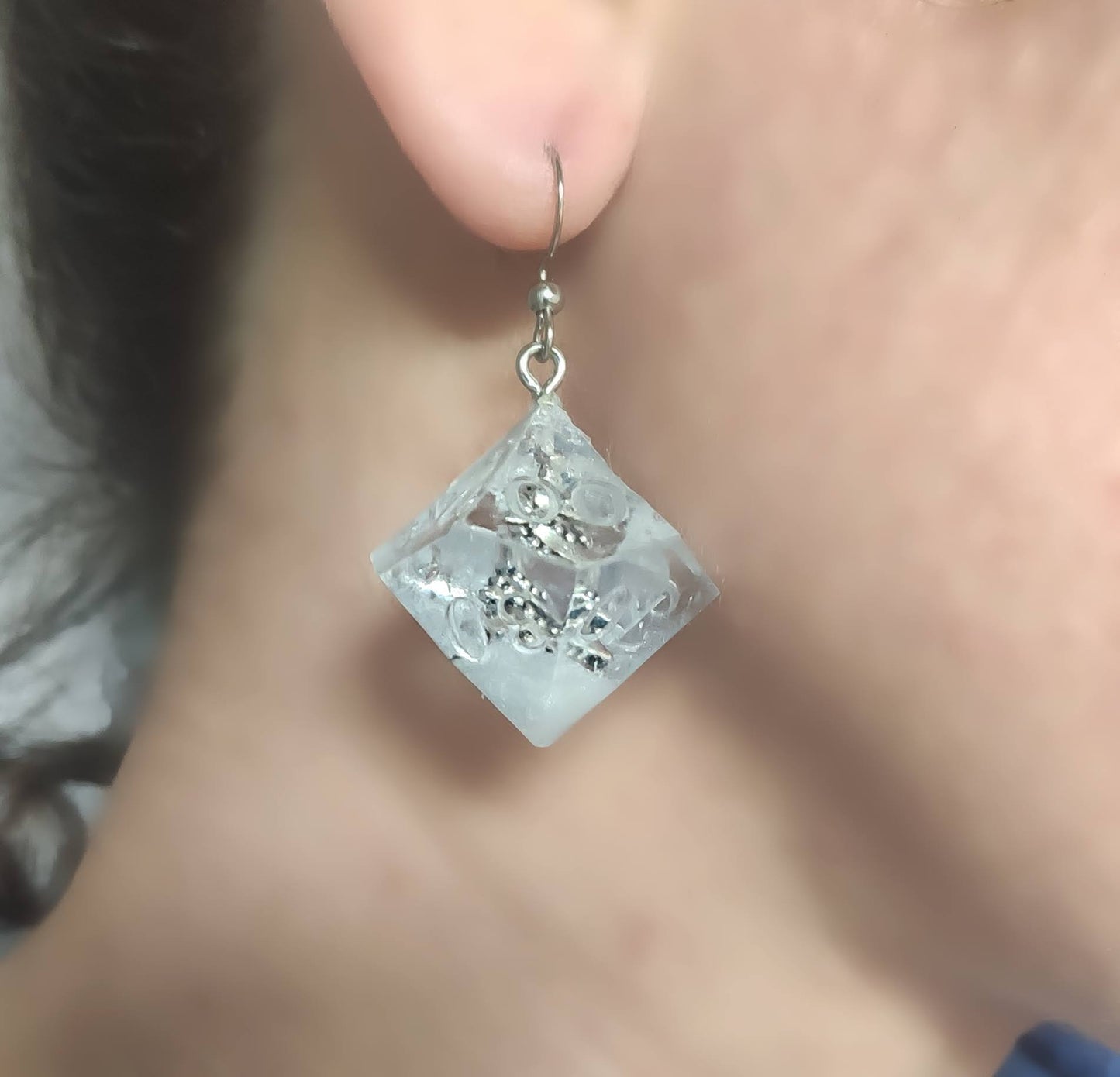 Handmade dice earrings gift idea for fantasy lovers and gamers