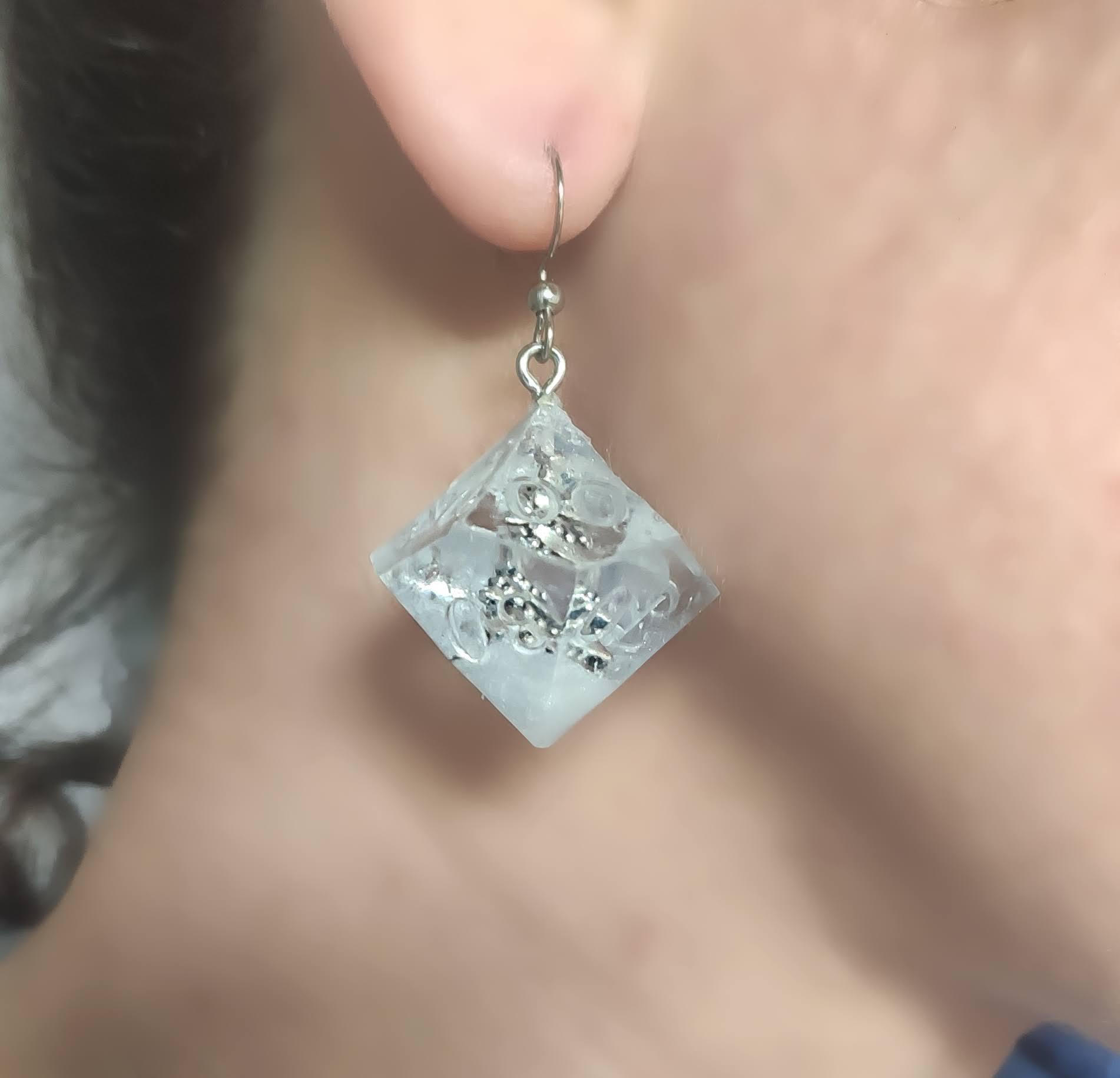 Handmade dice earrings gift idea for fantasy lovers and gamers