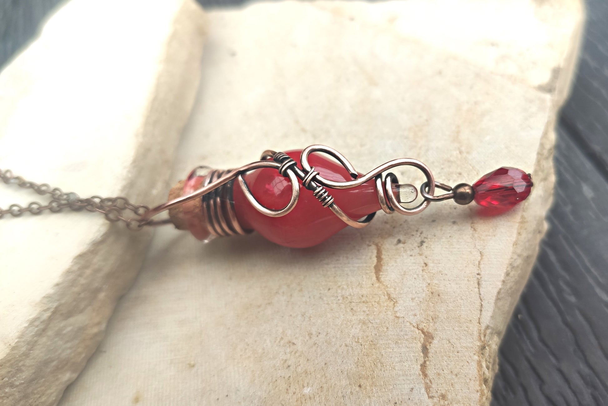 handmade red potion bottle necklace fantasy magical jewelry gift