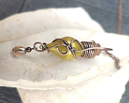 handmade yellow potion bottle necklace with crystal fantasy magical jewelry gift
