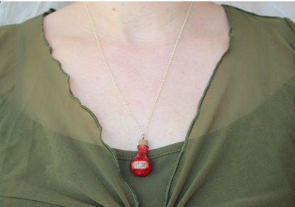 HP Healing Potion necklace with sterling silver chain, fantasy jewelry for adventurers