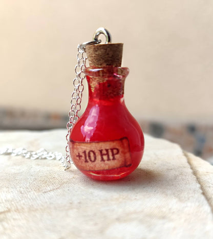 healing potion necklace handmade fantasy magic vial jewelry for adventurers