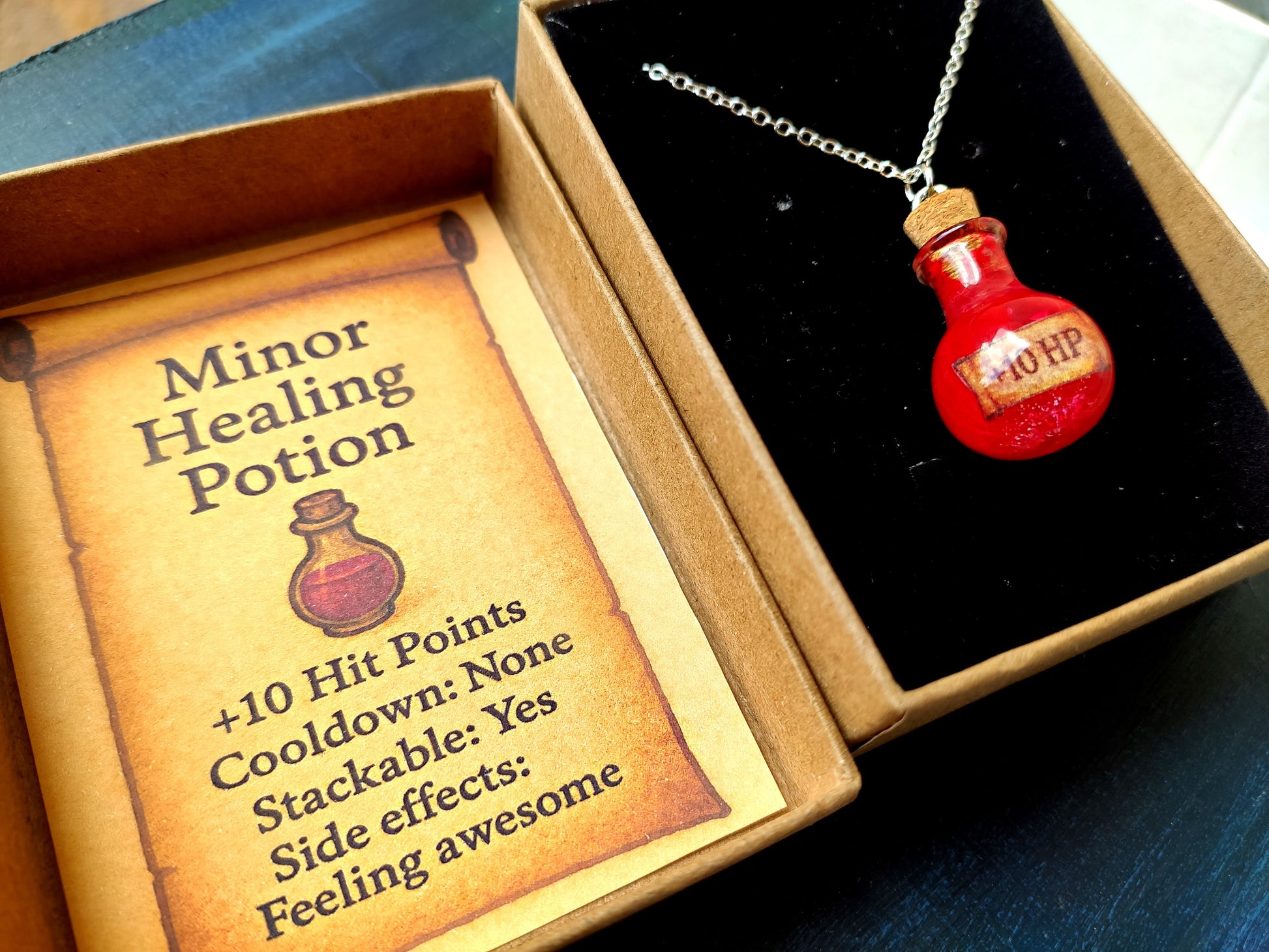 healing potion necklace vial of vitality for fantasy lovers