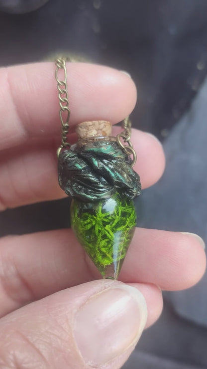The Breath of the Forest – Moss Vial Pendant Necklace