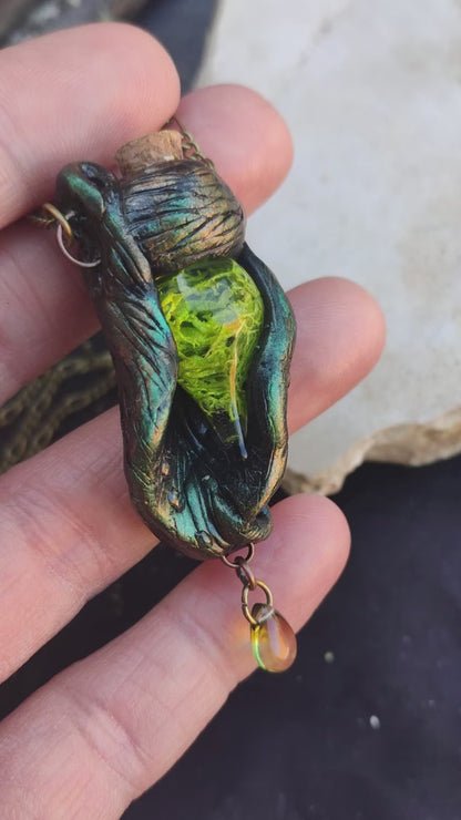 The Breath of the Forest Pendant – Moss Vial, Druid Jewelry, Magical Forest Necklace, Fantasy Nature Jewelry
