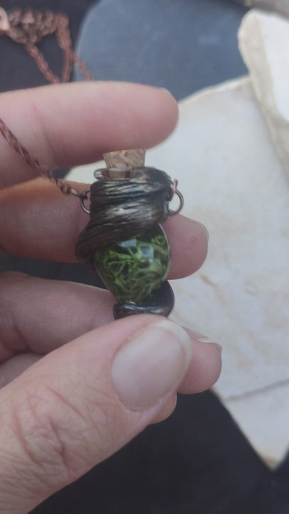 Druid Moss Potion Pendant – Handmade Forest Witch Necklace