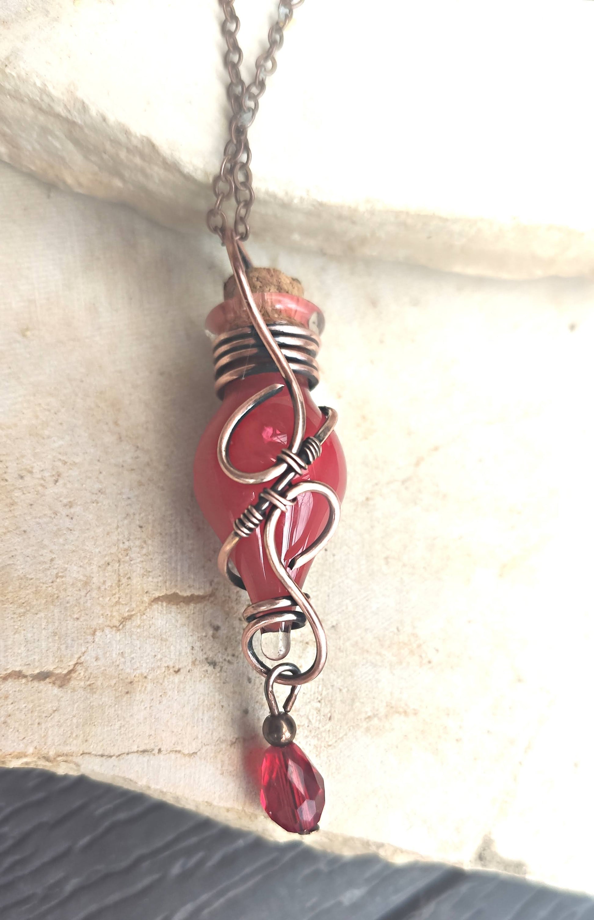 red magic potion bottle necklace fantasy jewelry for magical worlds lovers