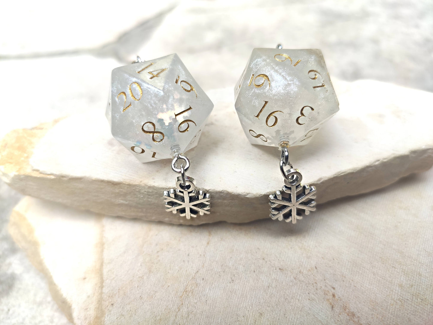 Handcrafted RPG dice earrings, fantasy jewelry with detailed design